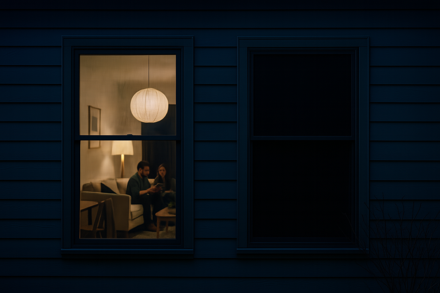 Home windows with clear vs obscured interior views.