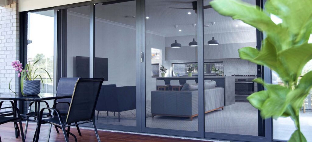 Crimsafe sliding doors in a modern living area